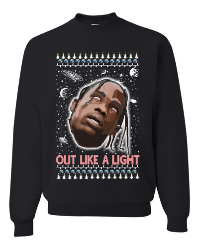Out Like a Light Ugly Christmas Sweater Unisex Crewneck Graphic Sweatshirt
