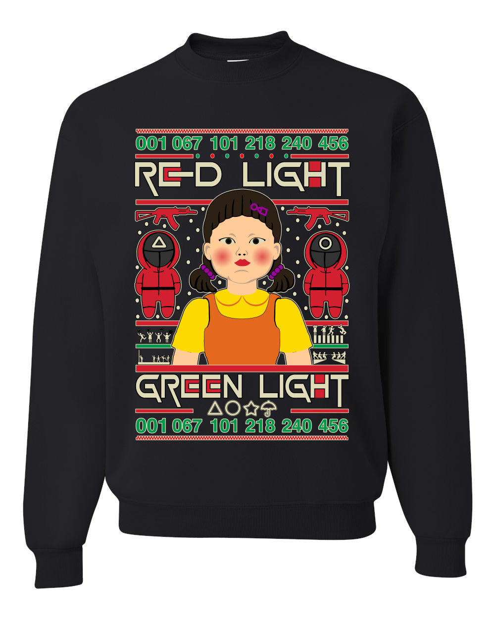 Red Light Squid Game Xmas Ugly Christmas Sweater Unisex Crewneck Sweatshirt