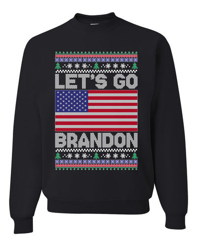 Let's Go Brandon Xmas Merry Ugly Christmas Sweater Unisex Crewneck Graphic Sweatshirt