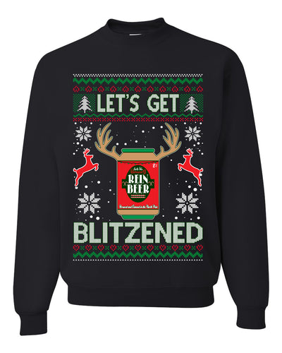 Let's Get Blitzened Rein Beer  Merry Ugly Christmas Sweater Unisex Crewneck Graphic Sweatshirt
