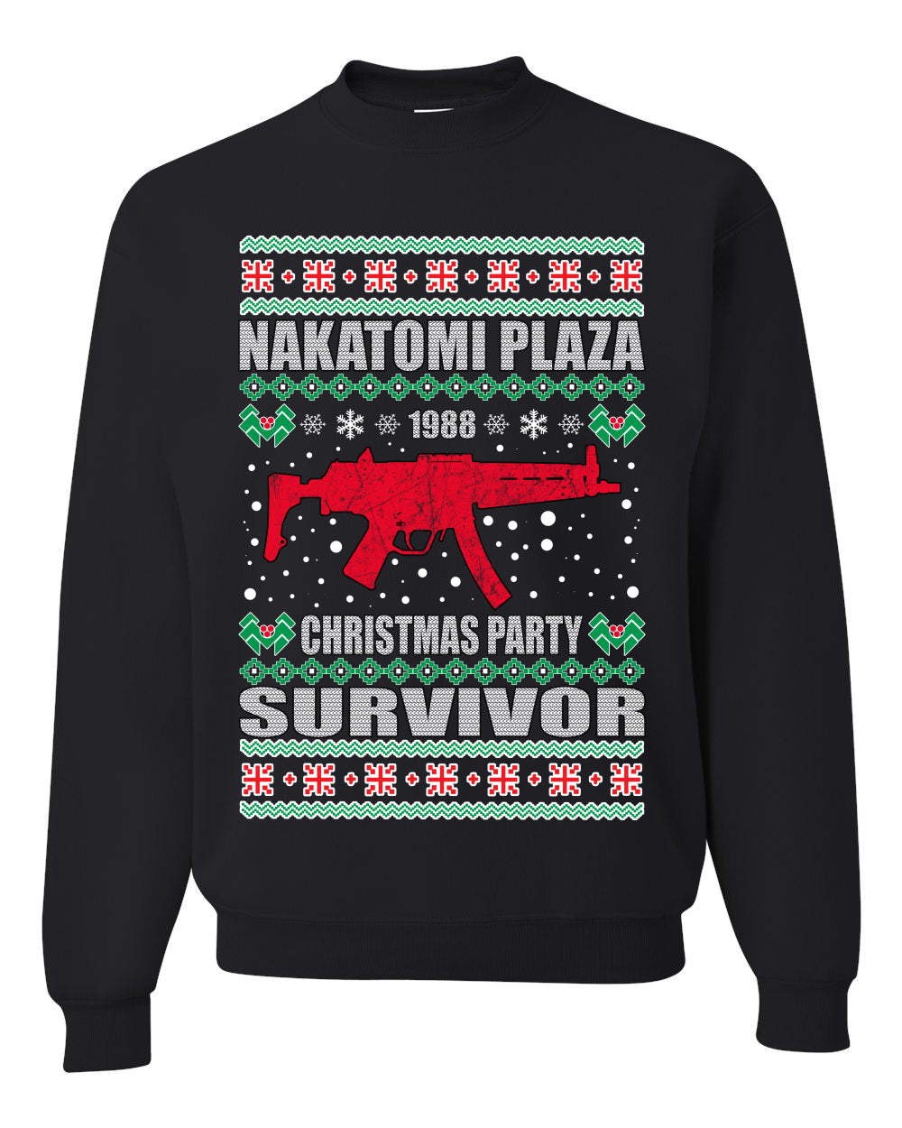Nakatomi Plaza Christmas Party Survivor Merry Ugly Christmas Sweater Unisex Crewneck Graphic Sweatshirt