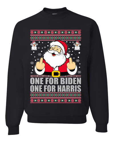 One For Biden One For Harris Santa Merry Ugly Christmas Sweater Unisex Crewneck Graphic Sweatshirt