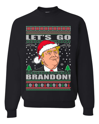 Let's Go Brandon Funny Santa Hat Ugly Christmas Sweater Unisex Crewneck Graphic Sweatshirt