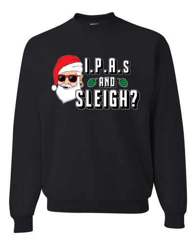 Hipster Santa IPAs and Sleigh? Christmas Unisex Crewneck Graphic Sweatshirt