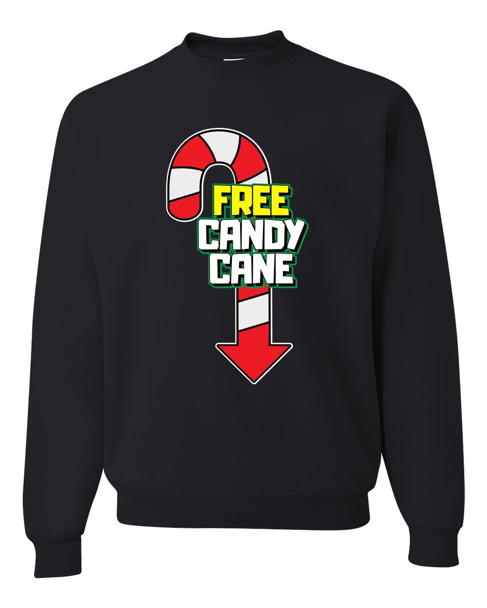 Free Candy Cane  Christmas Unisex Crewneck Graphic Sweatshirt