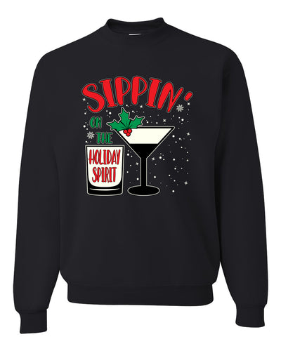 Sippin' On The Holiday Spirit Christmas Unisex Crewneck Graphic Sweatshirt