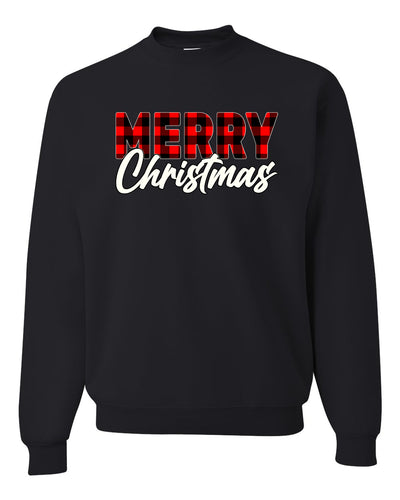 Merry Christmas Buffalo Plaid Christmas Unisex Crewneck Graphic Sweatshirt