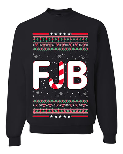 FJB Let's Go Brandon Chant Candy Cane Ugly Christmas Sweater Unisex Crewneck Graphic Sweatshirt