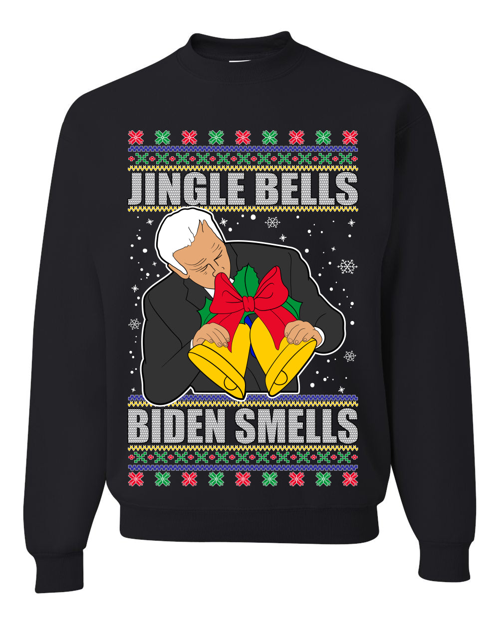 Jingle Bells Biden Smells Ugly Christmas Sweater Unisex Crewneck Graphic Sweatshirt