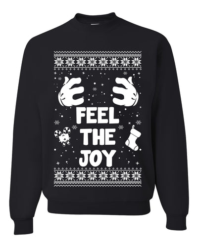 Feel The Joy Individual Couples Ugly Christmas Sweater Unisex Crewneck Graphic Sweatshirt