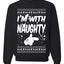 I'm With Naughty Individual Couples Ugly Christmas Sweater Unisex Crewneck Graphic Sweatshirt