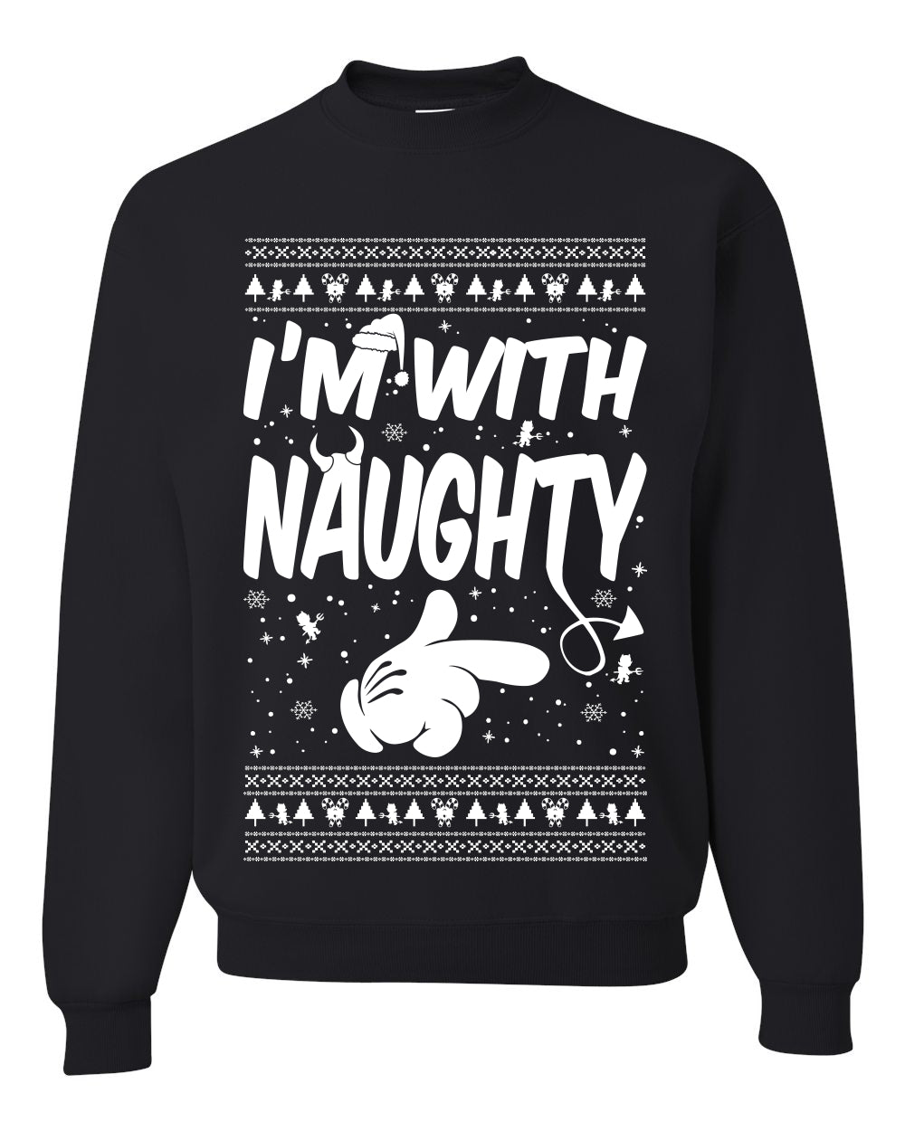 I'm With Naughty Individual Couples Ugly Christmas Sweater Unisex Crewneck Graphic Sweatshirt