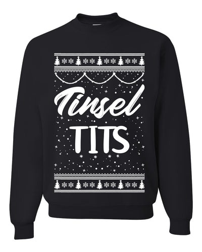 Tinsel Tits Individual Couples Ugly Christmas Sweater Unisex Crewneck Graphic Sweatshirt