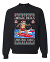 Santa Surfing Jingle Bells Christmas Swells Ugly Christmas Sweater Unisex Crewneck Graphic Sweatshirt