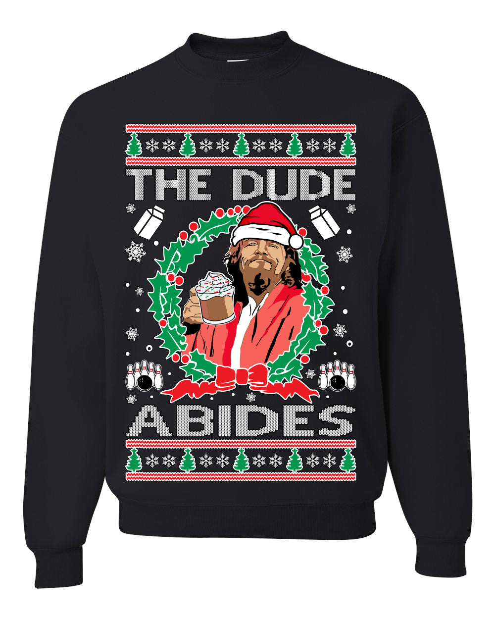 The Dude Abides Christmas Ugly Christmas Sweater Unisex Crewneck Graphic Sweatshirt