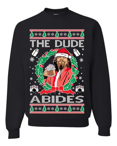 The Dude Abides Christmas Ugly Christmas Sweater Unisex Crewneck Graphic Sweatshirt