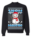 Snow Malone Snowman Face Tatoo Parody Ugly Christmas Sweater Unisex Crewneck Graphic Sweatshirt
