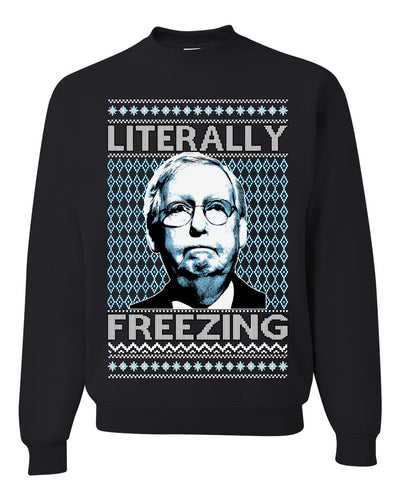 Literally Freezing McConnell Senator Ugly Christmas Sweater Unisex Crewneck Sweatshirt