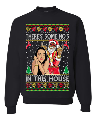 Santa the Plug Hos In This House Ugly Christmas Sweater Unisex Crewneck Sweatshirt