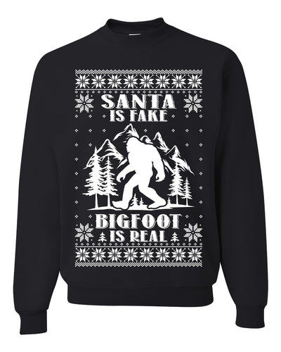 Santa Is Fake Bigfoot Is Real Ugly Christmas Sweater Unisex Crewneck Sweatshirt