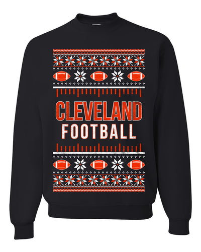City of Cleveland CLE American Football Fantasy Fan Ugly Christmas Sweater Unisex Crewneck Sweatshirt