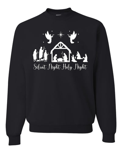 Silent Night Holy Night Religious Jesus Christmas Unisex Crewneck Sweatshirt