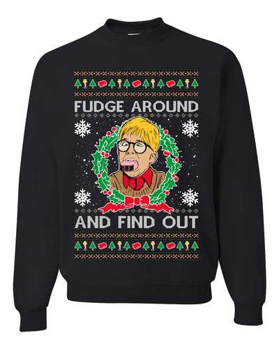 Fudge Around And Find Out Story Ugly Christmas Sweater Unisex Crewneck Sweatshirt