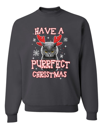 Have A Purrfect  Merry Christmas Unisex Crewneck Graphic Sweatshirt