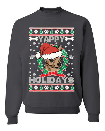 Yappy Holidays  Merry Ugly Christmas Sweater Unisex Crewneck Graphic Sweatshirt