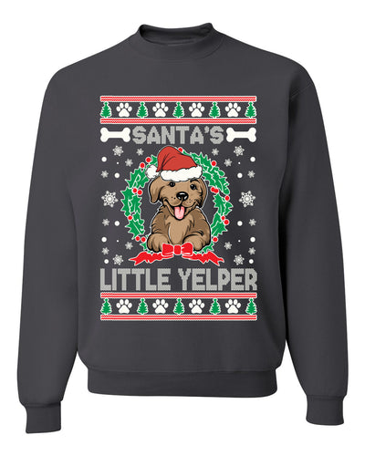 Santa's Little Yelper  Merry Ugly Christmas Sweater Unisex Crewneck Graphic Sweatshirt