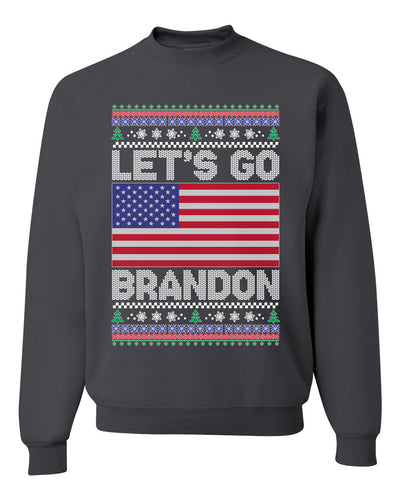 Let's Go Brandon Xmas Merry Ugly Christmas Sweater Unisex Crewneck Graphic Sweatshirt
