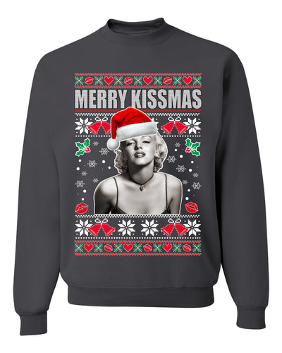 Merry Kissmas  Merry Ugly Christmas Sweater Unisex Crewneck Graphic Sweatshirt