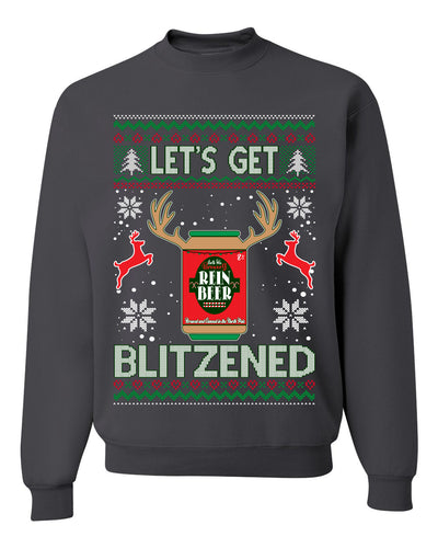 Let's Get Blitzened Rein Beer  Merry Ugly Christmas Sweater Unisex Crewneck Graphic Sweatshirt