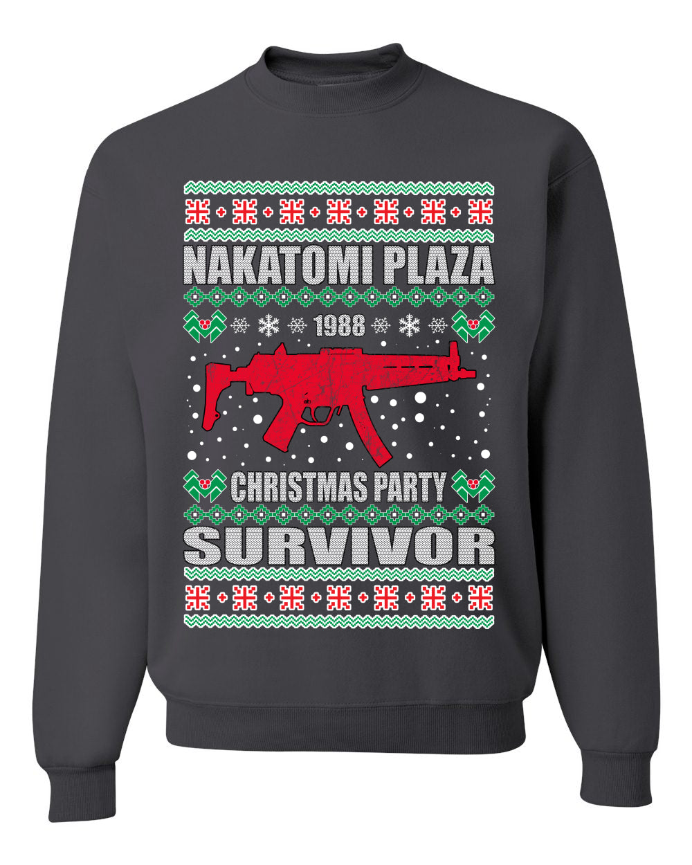 Nakatomi Plaza Christmas Party Survivor Merry Ugly Christmas Sweater Unisex Crewneck Graphic Sweatshirt