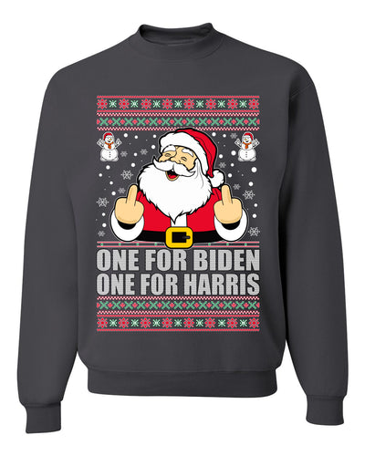 One For Biden One For Harris Santa Merry Ugly Christmas Sweater Unisex Crewneck Graphic Sweatshirt