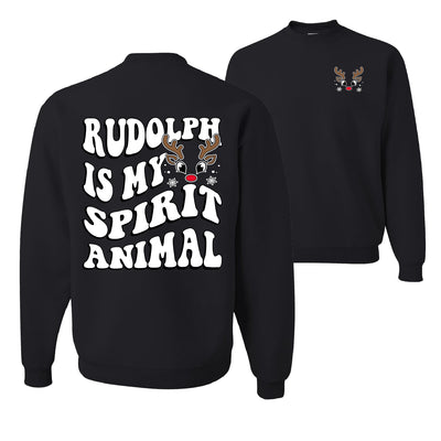 Rudolph Is My Spirit Animal Ugly Christmas Sweater Unisex Crewneck Graphic Sweatshirt