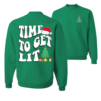Time To Get Lit Ugly Christmas Sweater Unisex Crewneck Graphic Sweatshirt