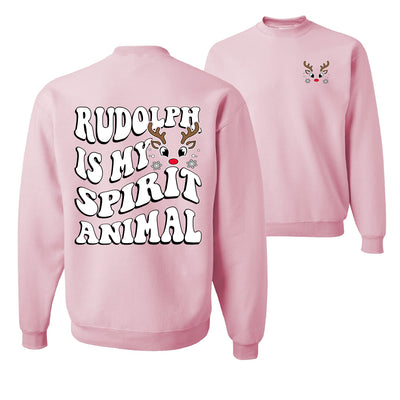 Rudolph Is My Spirit Animal Ugly Christmas Sweater Unisex Crewneck Graphic Sweatshirt