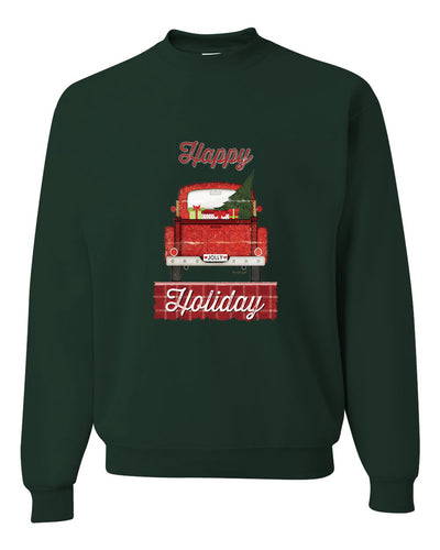 Happy Holiday Jolly Red Pick Up Merry Christmas Unisex Crewneck Graphic Sweatshirt
