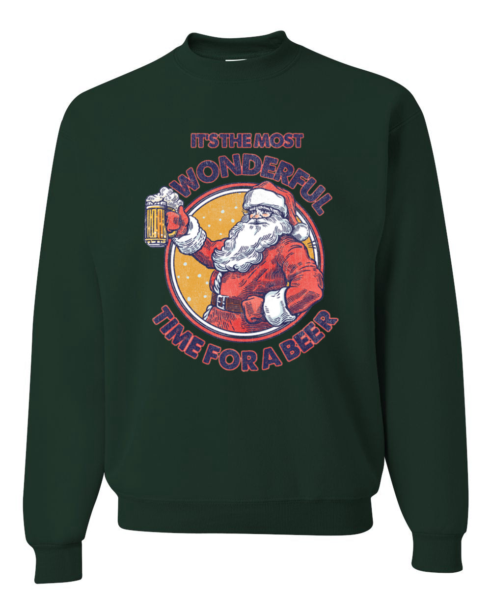 Santa Its the Most Wonderful Time for a Beer Merry Christmas Unisex Crewneck Graphic Sweatshirt