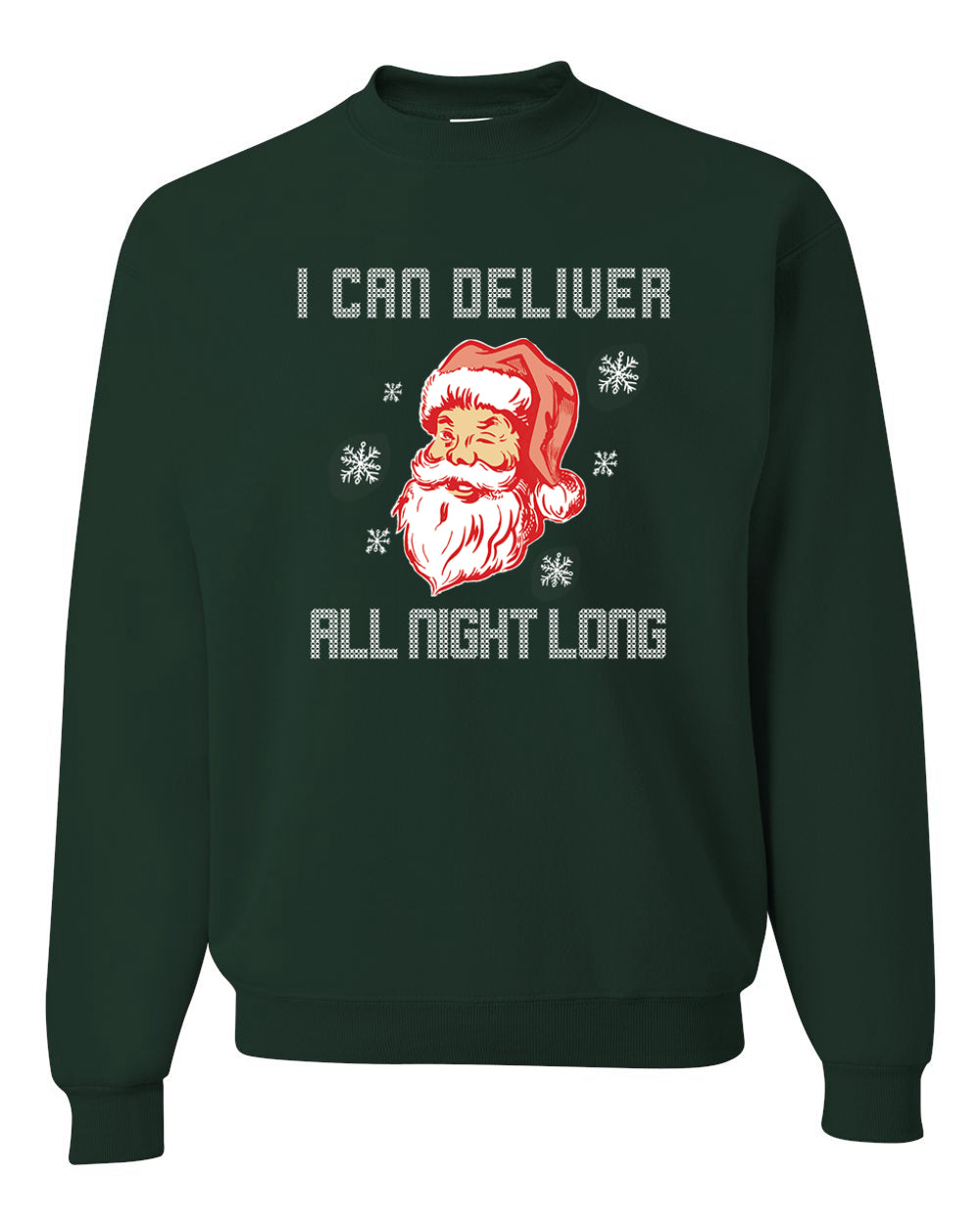 I Can Deliver All Night Long Santa Winking  Merry Christmas Unisex Crewneck Graphic Sweatshirt
