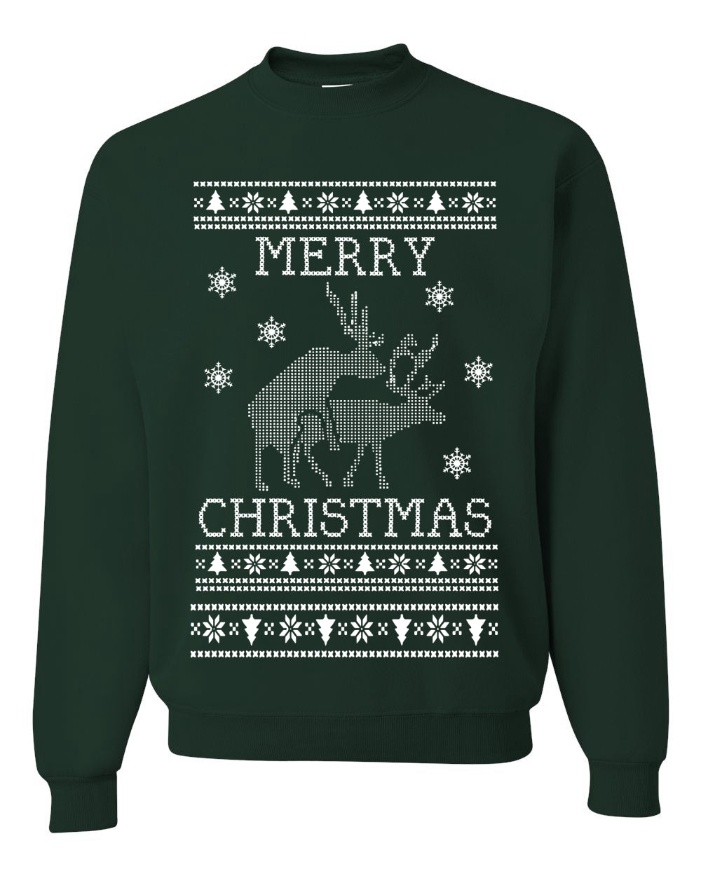 Merry Christmas Reindeer Humping Merry Ugly Christmas Sweater Unisex Crewneck Graphic Sweatshirt