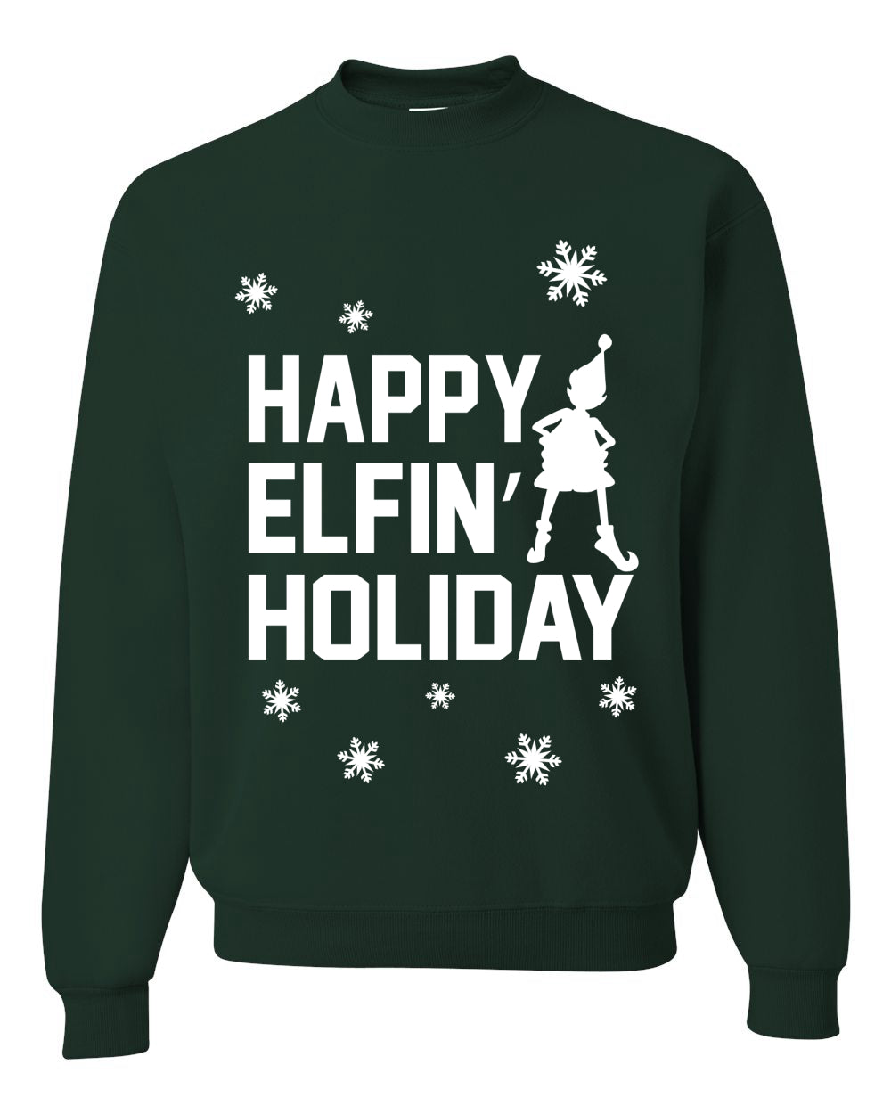 Happy Elfin Holiday Merry Ugly Christmas Sweater Unisex Crewneck Graphic Sweatshirt