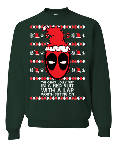 Lap Worth Sitting On Deadpool Christmas Ugly Christmas Sweater Unisex Crewneck Graphic Sweatshirt