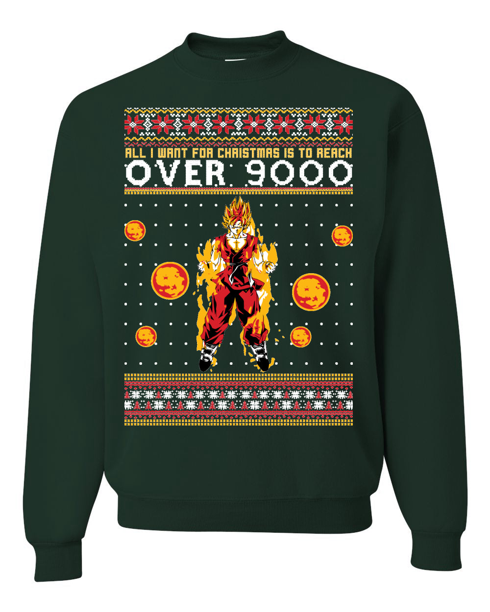 All I Want For Christmas Is To Reach Over 9000 Ugly Christmas Sweater Unisex Crewneck Graphic Sweatshirt