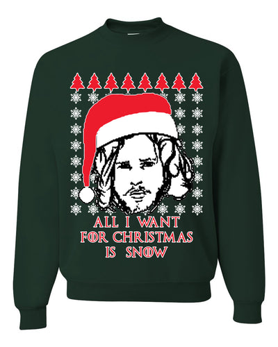 All I Want for Christmas is Snow GoT Stark Merry Ugly Christmas Sweater Unisex Crewneck Graphic Sweatshirt