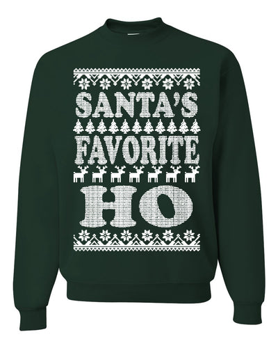 Santa's Favorite Ho White  Ugly Christmas Sweater Unisex Crewneck Sweatshirt