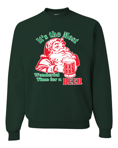 It is The Most Wonderful Time for a Beer Merry Christmas Unisex Crewneck Graphic Sweatshirt