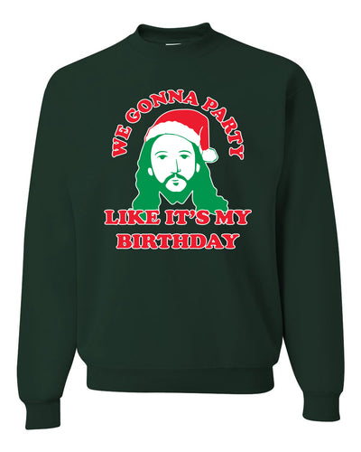We Gonna Party Like its my Birthday Merry Christmas Unisex Crewneck Graphic Sweatshirt