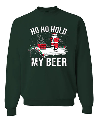 Ho Ho Hold my Beer Skateboarding Santa Merry Christmas Unisex Crewneck Graphic Sweatshirt